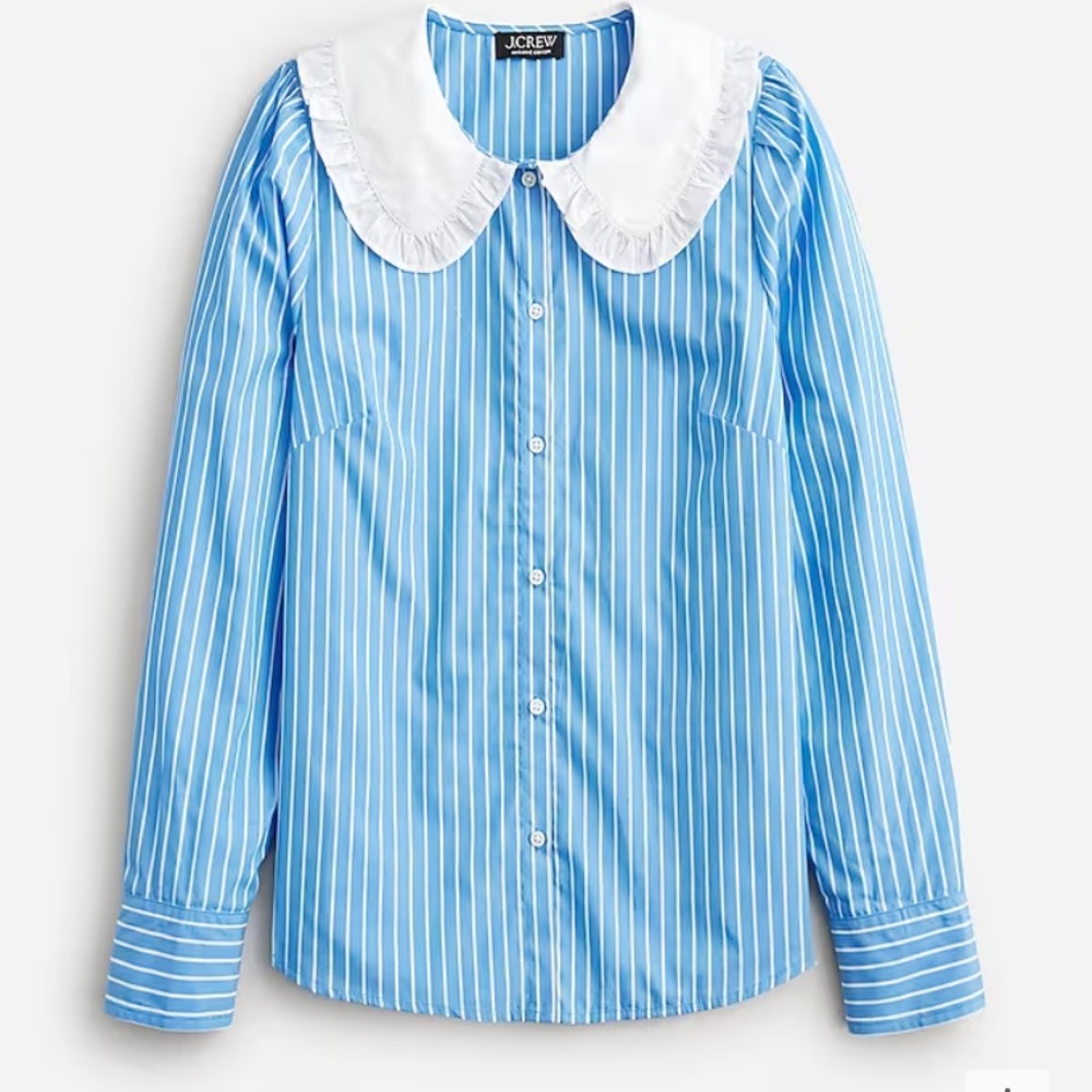 J Crew Ruffle-Collar Cotton Poplin Shirt